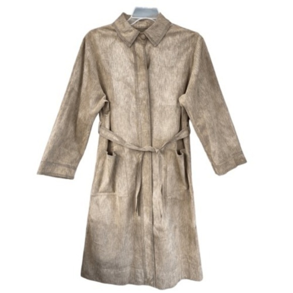 1970s Vintage Count Romi Corduroy Trench Coat 14 Belted‎ Long Jacket Taupe Beige